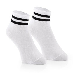 Sporfashion - Sporfashion Bayan Beyaz Soket Çorap Siyah Çizgili 