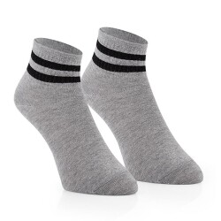Sporfashion - Sporfashion Bayan Gri Soket Çorap Siyah Çizgili 