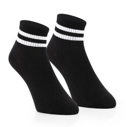 Sporfashion - Sporfashion Bayan Siyah Soket Çorap Beyaz Çizgili 