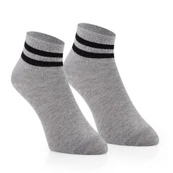 Sporfashion - Sporfashion Erkek Gri Soket Çorap Siyah Çizgili 