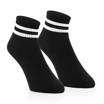 Sporfashion Erkek Siyah Soket Çorap Beyaz Çizgili  - 1